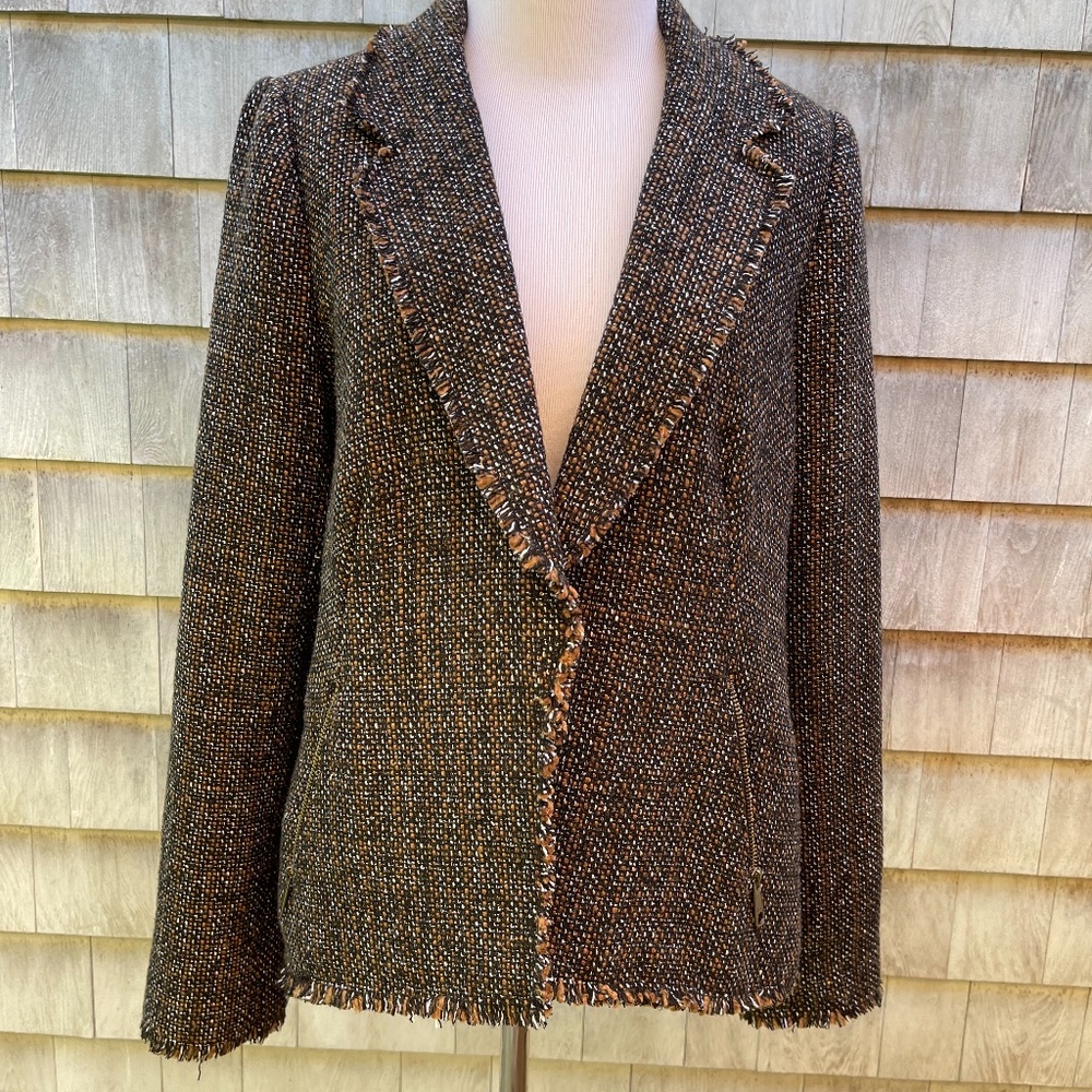 Pea in the Pod Zipper Detail Maternity Jacket Brown/Black Size Large Open Front